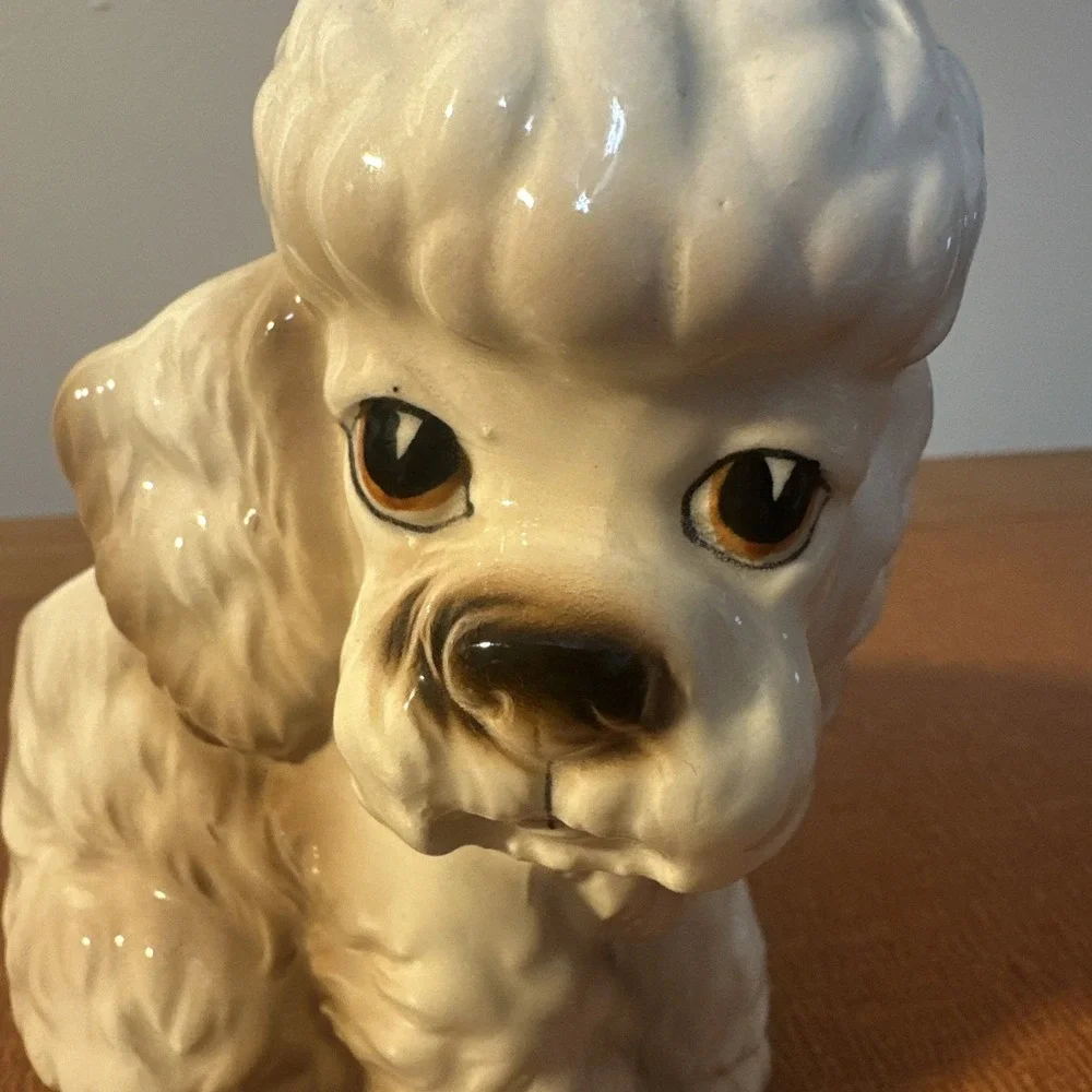 Precious Poodle Lefton Planter H-4906 Puppy Dog Eyes Home Decor Cream‎ And Brown